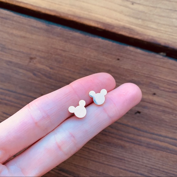 MICKEY SILVER Minimalist Stainless Steel Stud Earrings With Gift Bag - Picture 5 of 6